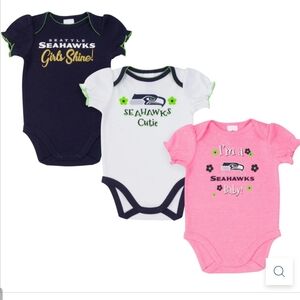 New, 3 pack, Baby Girl Seattle Seahawks Short Sleeve Body suit